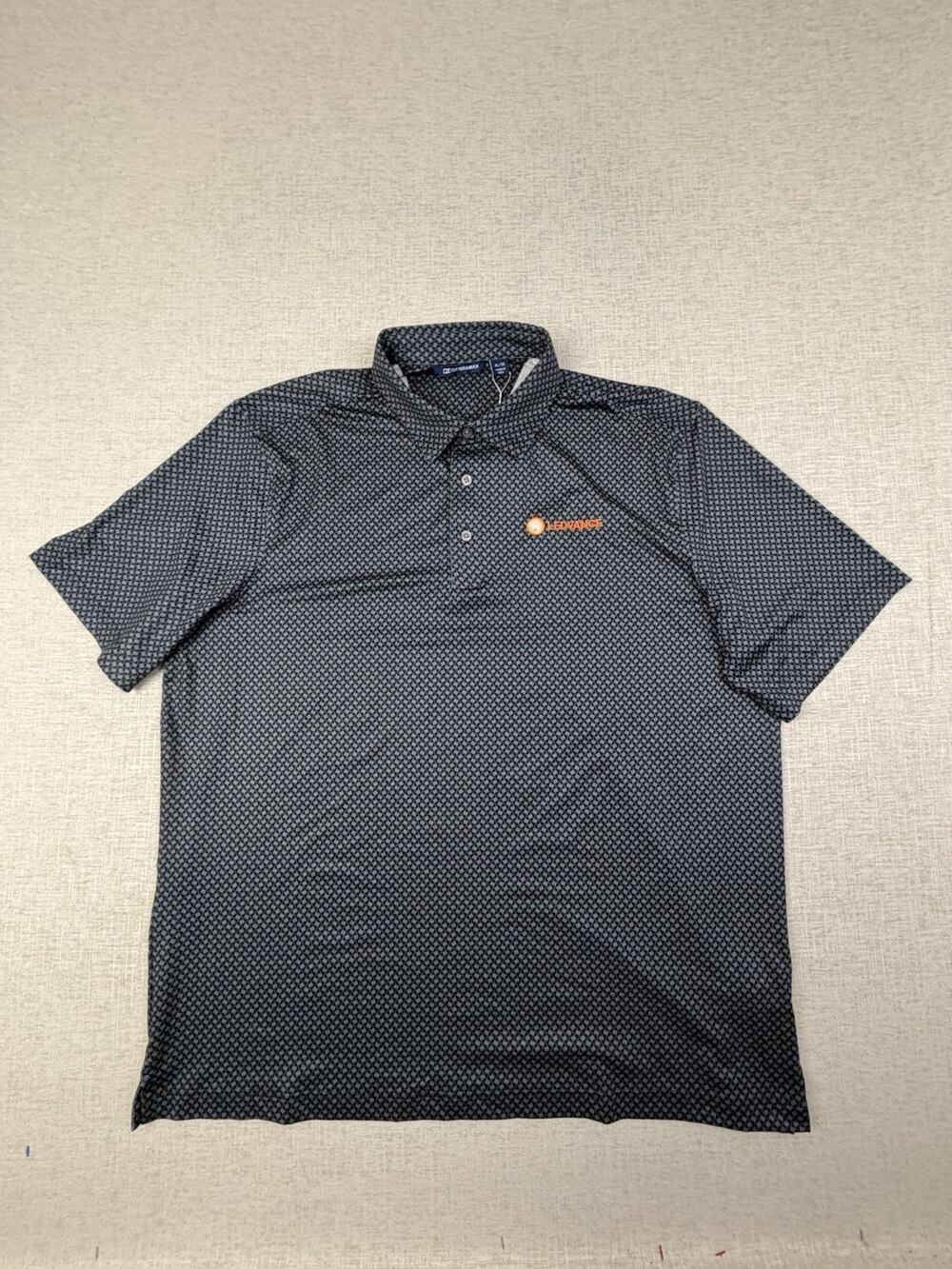 Cutter & Buck Ledvance Polo Shirt Men’s XL Black Gray Geometric Golf NWT